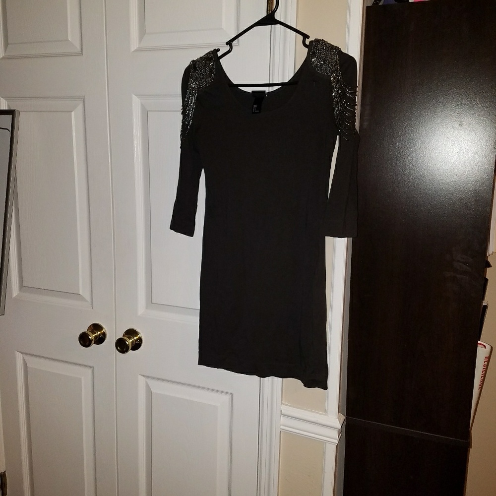 stretchy fitted dress with shoulder details